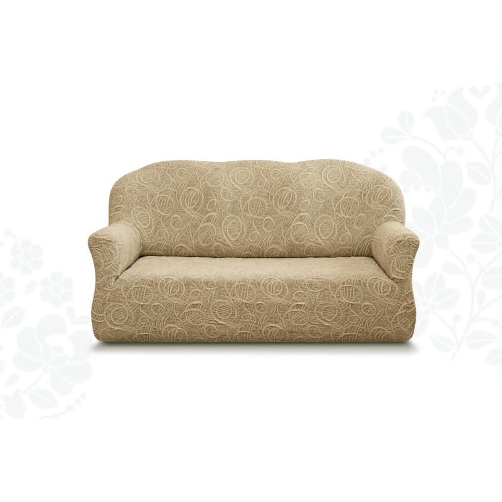 Husa Multielastica Jacquard, Pentru Canapea 2 Locuri, Model 2, Bej Inchis