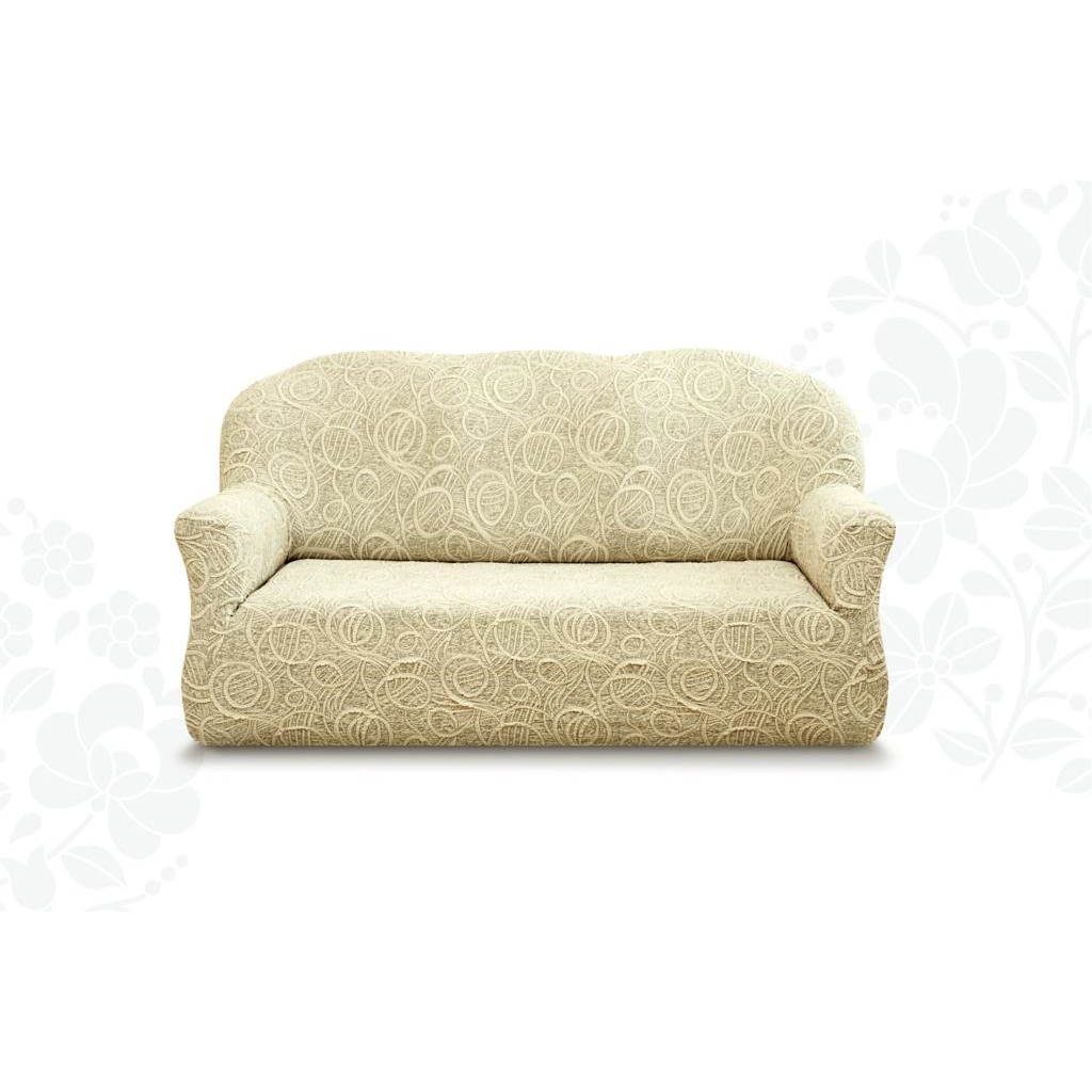 Husa Multielastica Jacquard, Pentru Canapea 2 Locuri, Model 2, Crem