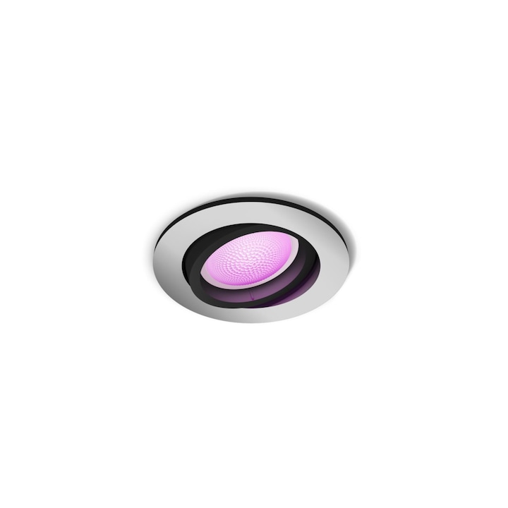 Spot Philips Luminos Incastrat cu Ambianta Alba si Color, Control Bluetooth Aplicatie, LED GU10, 350 lm, 15000 ore, 50 60 Hz, IP20, Izolatie Dubla, Alb/Negru