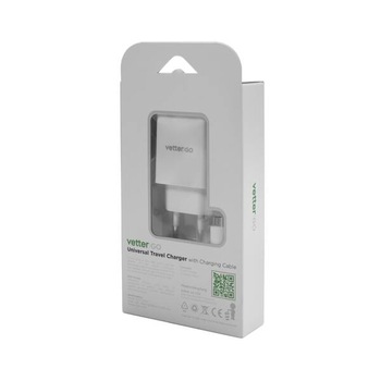 Kit incarcator smart cu cablu Type-C, Vetter Go, 3.1A, Alb Kit incarcator smart cu cablu Type-C, Vetter Go, 3.1A, Alb