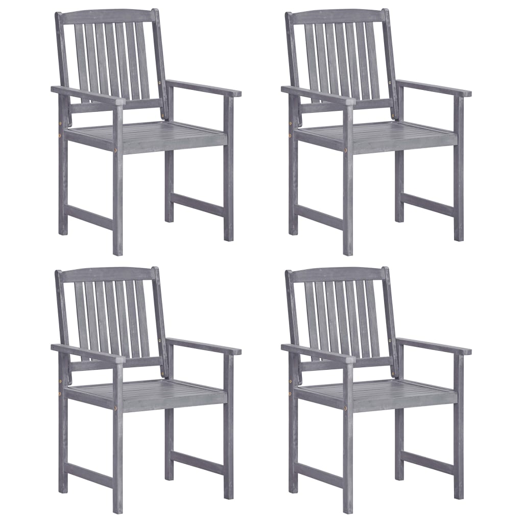 Set de 4 scaune de exterior, tip scaun regizor, vidaXL, Lemn masiv de acacia, 57 x 61 x 92 cm, Gri