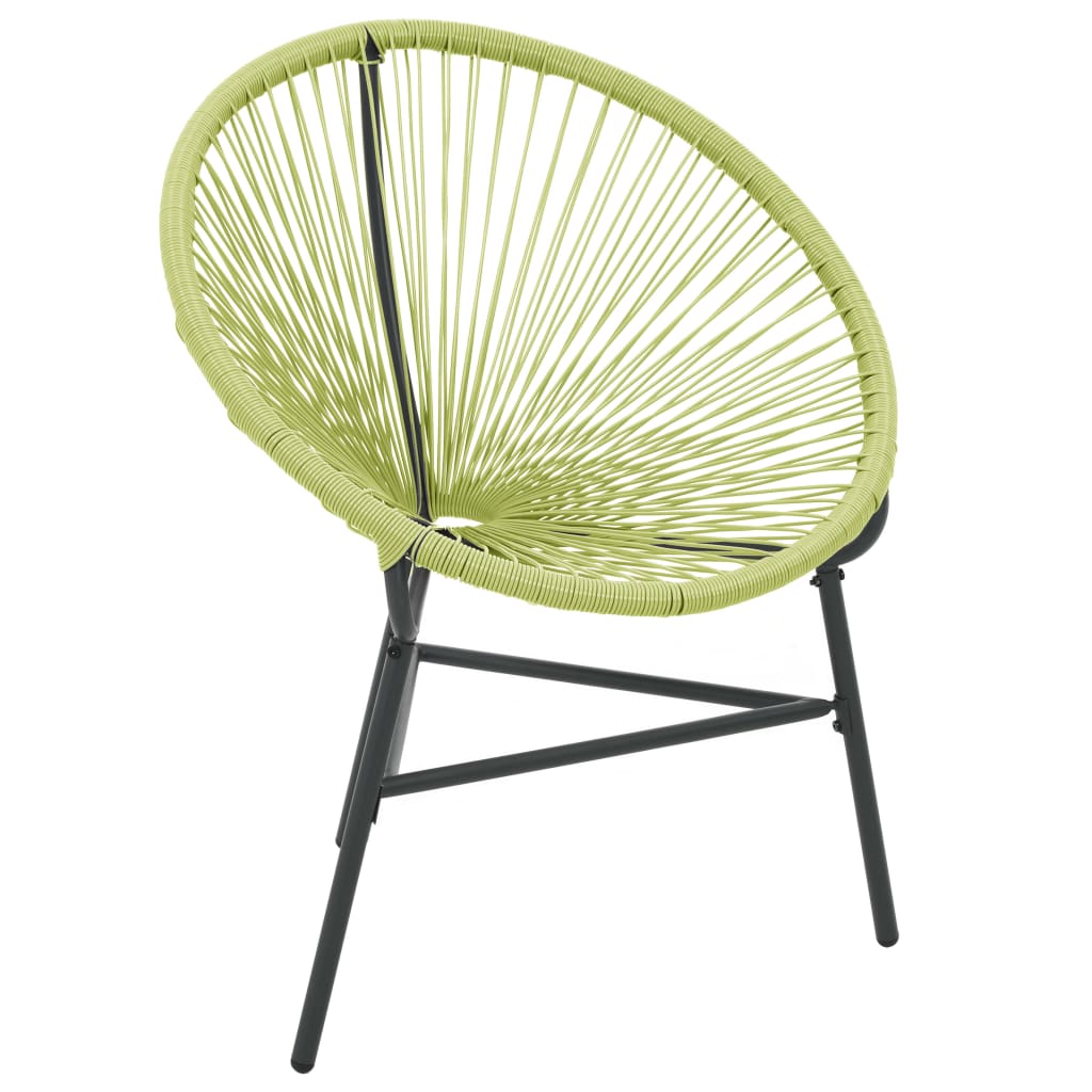 Scaun de exterior, vidaXL, Poliratan/Otel vopsit electrostatic, 69 x 66 x 87 cm, Verde