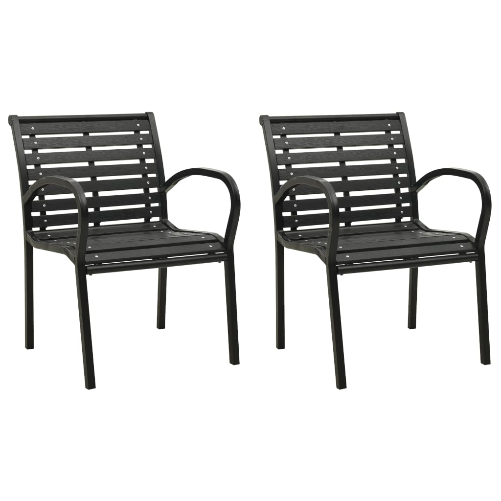 Set de 2 scaune de gradina, tip fotoliu, vidaXL, Otel, 56 x 60 x 80 cm, Negru