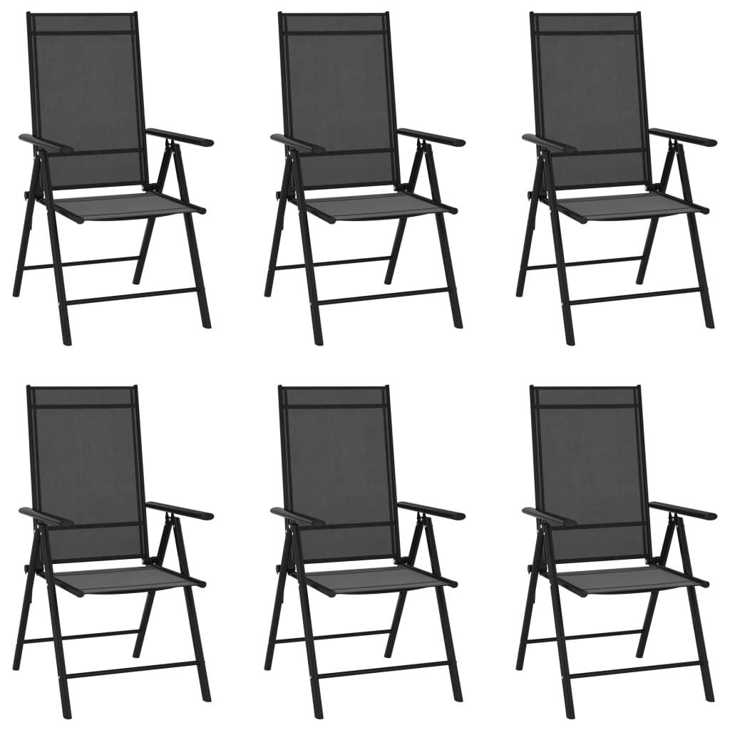 Set de 6 scaune de gradina vidaXL, Textilena/Aluminiu, 54 x 73 x 107 cm, Negru/Antracit