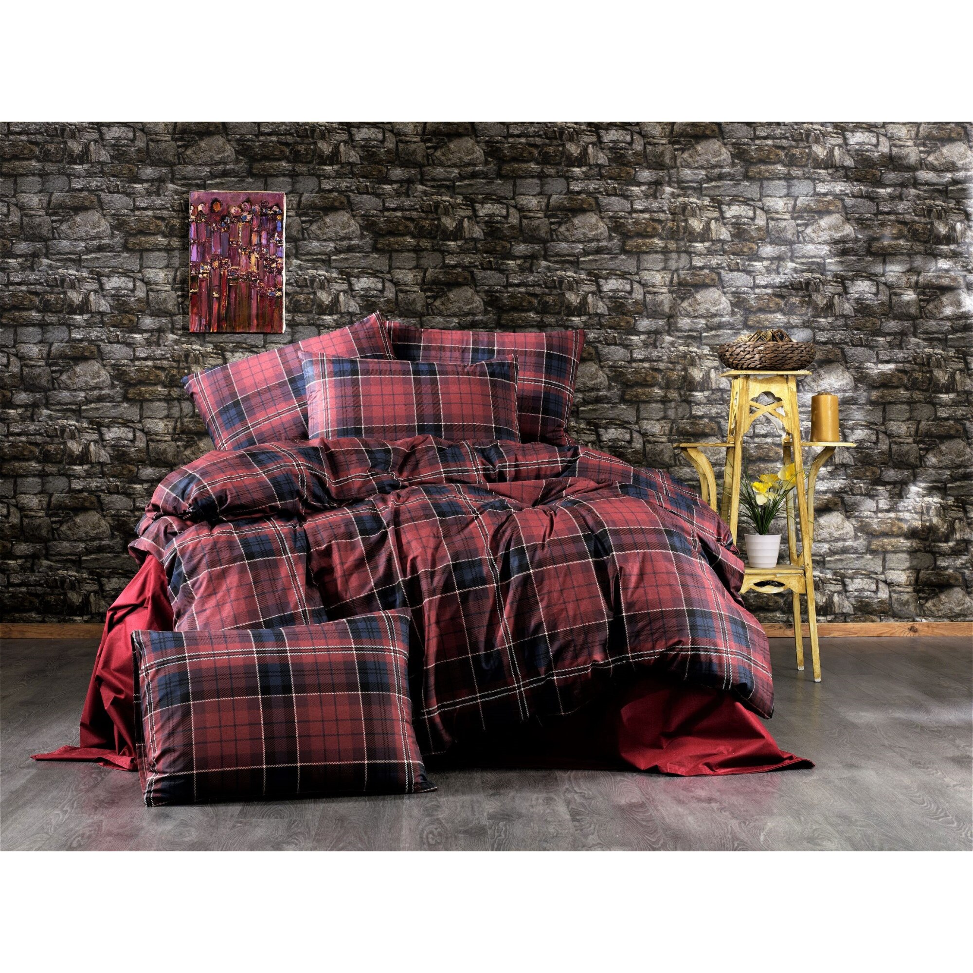 Lenjerie de pat dublu pentru 2 persoane Premium Ranforce, bumbac 100%, 4 piese, 14857