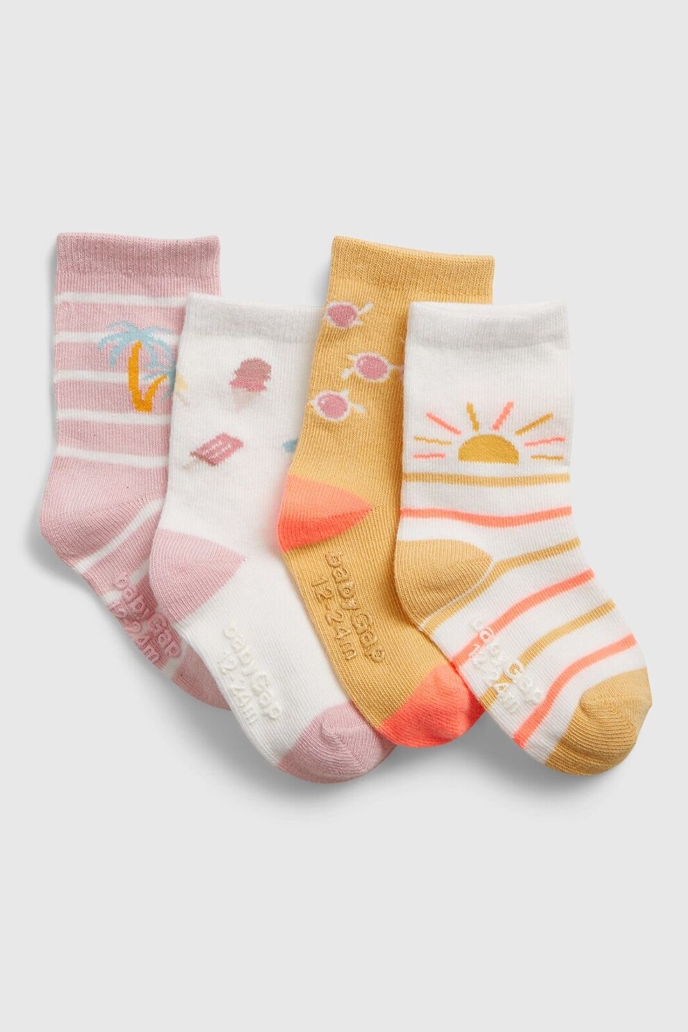 GAP, Set de sosete lungi, 4 perechi, Alb/galben mustar/roz, 105-110 CM Standard