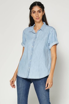 GAP, Camasa de chambray cu maneci scurte, Albastru deschis GAP, Camasa de chambray cu maneci scurte, Albastru deschis