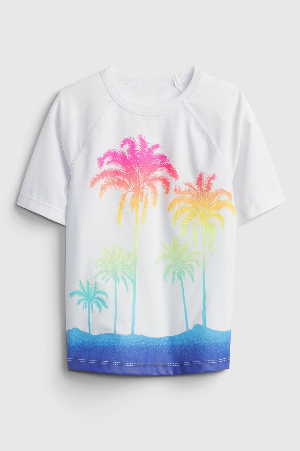 GAP, Tricou de baie cu maneci raglan, Alb/Albastru/Fucsia