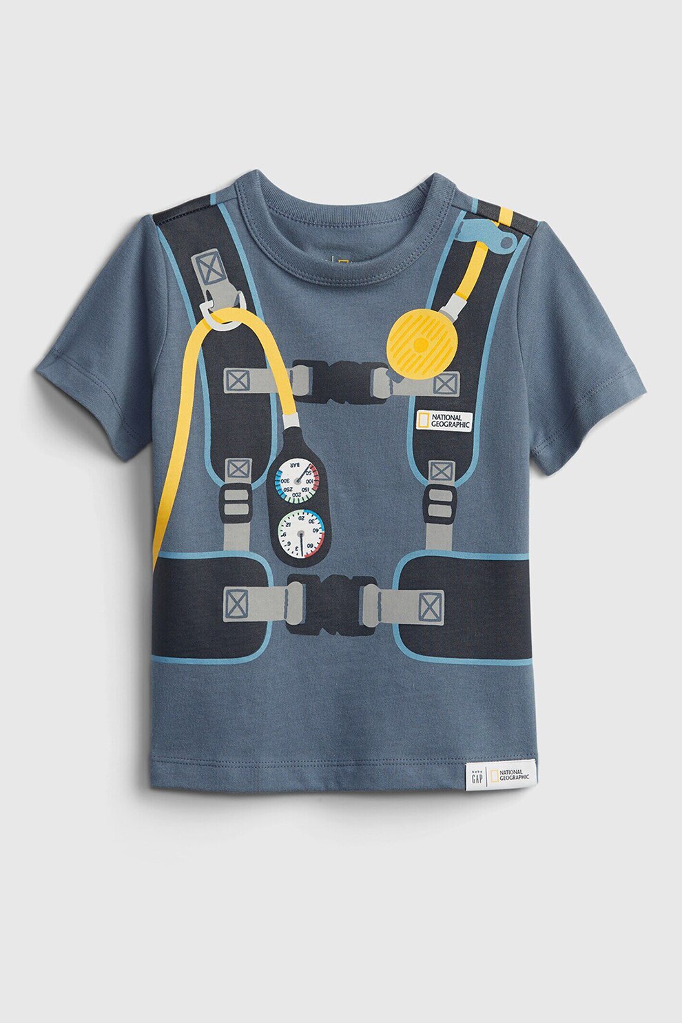 GAP, Tricou de bumbac organic cu imprimeu grafic, Gri inchis