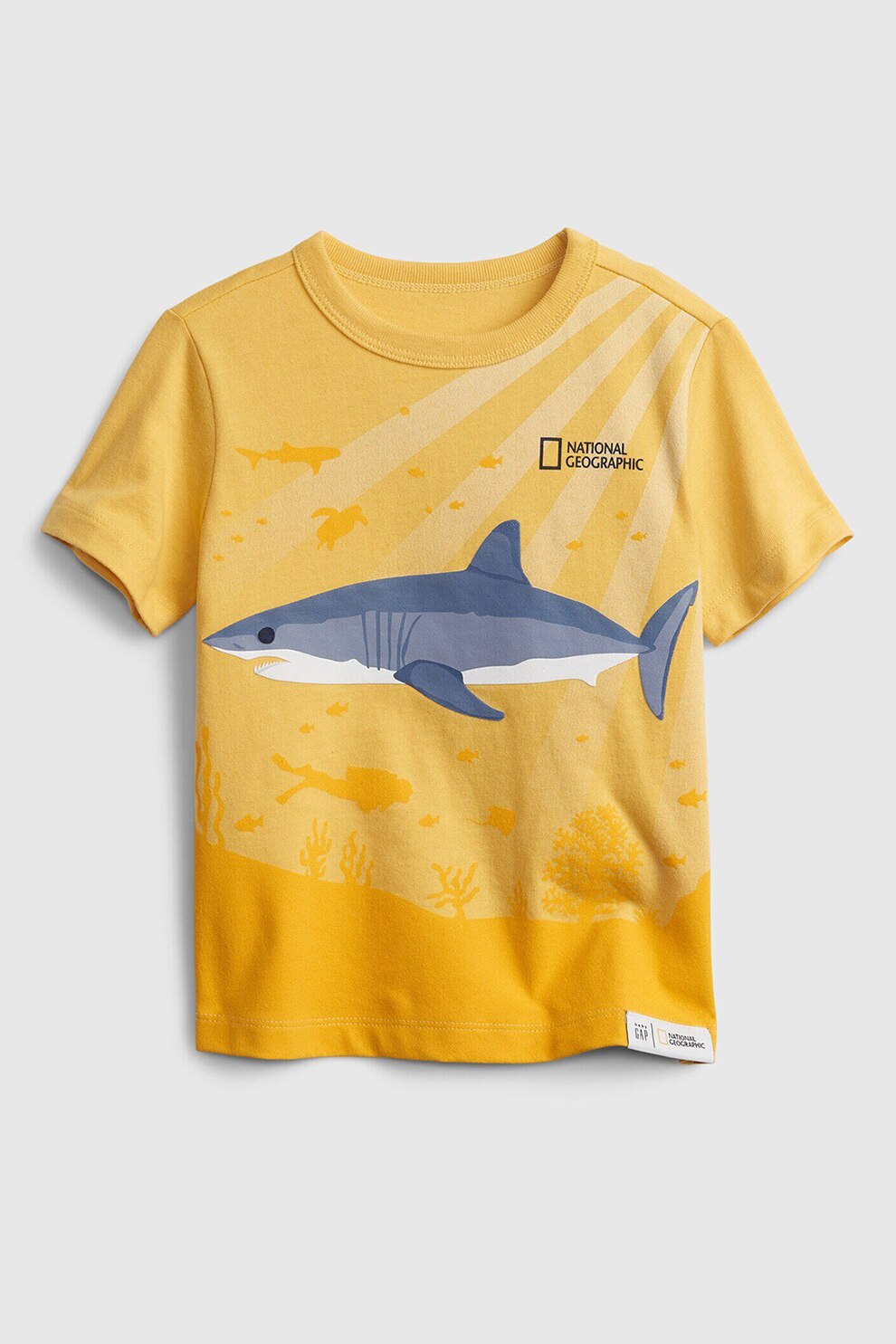 GAP, Tricou de bumbac organic cu imprimeu grafic, Ocru