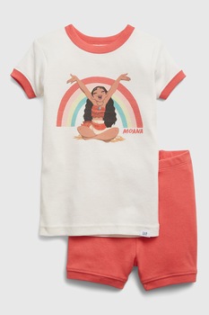 GAP, Pijama scurta de bumbac organic cu Moana, Alb/Rosu stins GAP, Pijama scurta de bumbac organic cu Moana, Alb/Rosu stins