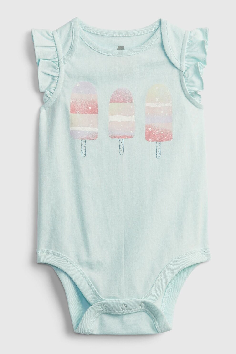 GAP, Body de bumbac organic cu imprimeu, Albastru aqua