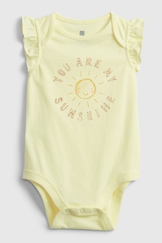 GAP, Body de bumbac organic cu imprimeu, Galben GAP, Body de bumbac organic cu imprimeu, Galben