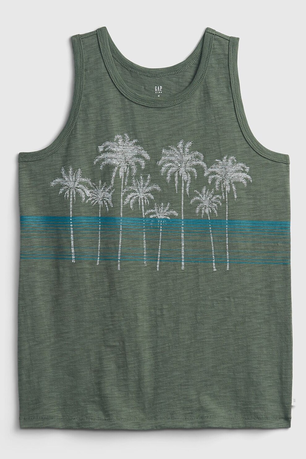 GAP, Top cu decolteu la baza gatului si palmieri, Verde forest, 130 CM