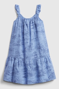 GAP, Rochie din amestec de in cu terminatie evazata, Albastru GAP, Rochie din amestec de in cu terminatie evazata, Albastru