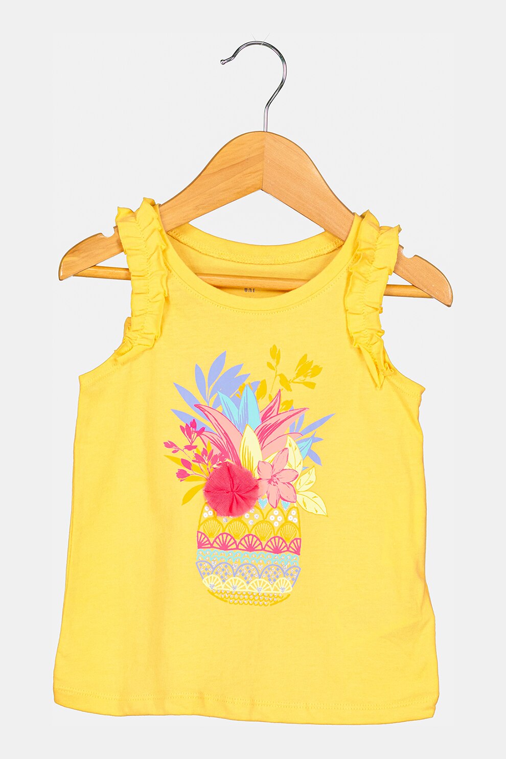 GAP, Top cu imprimeu si volane, Oranj/Roz/Albastru