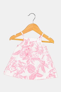 GAP, Rochie evazata cu model tropical, Alb/Roz GAP, Rochie evazata cu model tropical, Alb/Roz