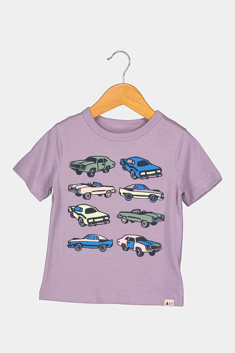 GAP, Tricou de bumbac organic cu imprimeu grafic, lila prafuit, albastru, verde
