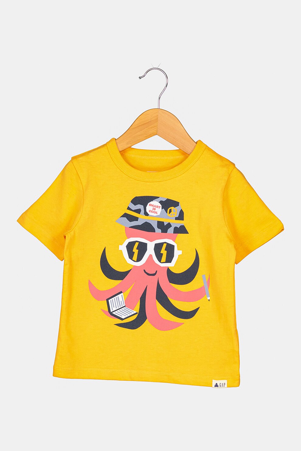 GAP, Tricou de bumbac organic cu imprimeu grafic, Oranj/Rosu/Negru