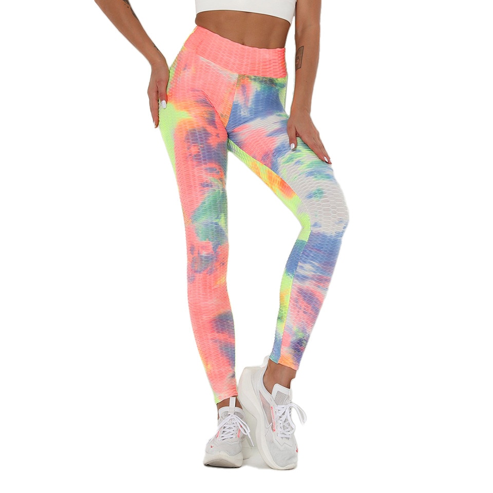 Colanti WNY cu talie inalta Elastici Respirabil Antitranspiratie Efect Push Up, WCLNT1805TD-AR, Multicolor Tie Dry