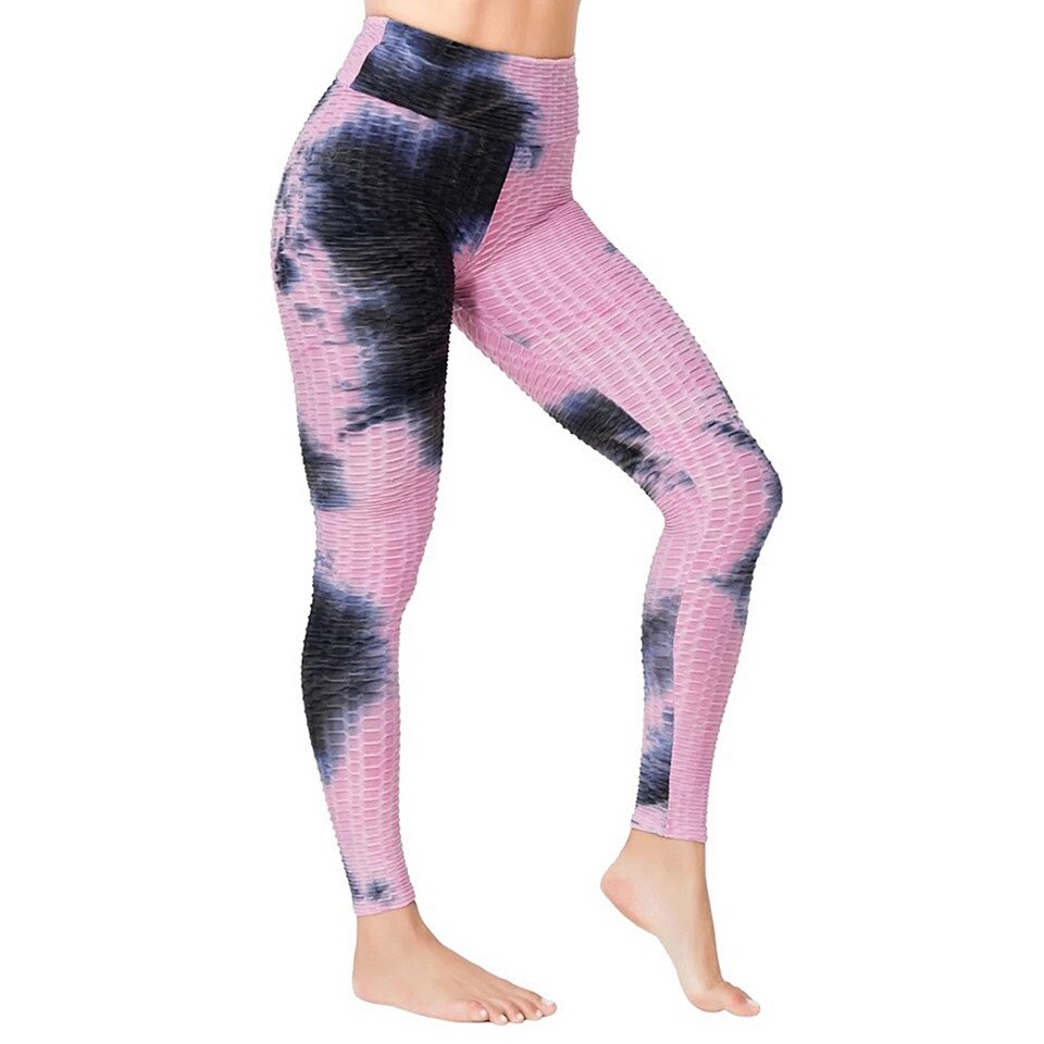 Colanti WNY cu talie inalta Elastici Respirabil Antitranspiratie Efect Push Up, WCLNT1805TD-AR, Roz Negru Tie Dry