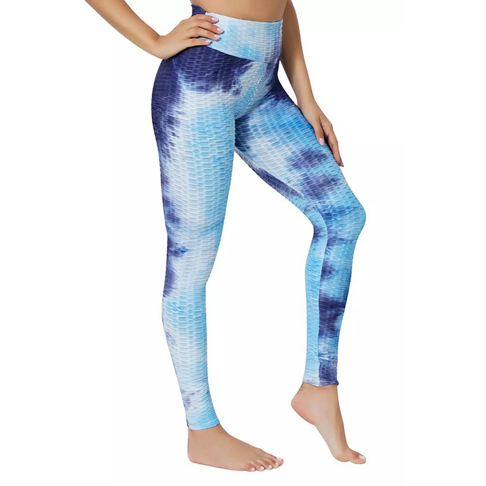 Colanti WNY cu talie inalta Elastici Respirabil Antitranspiratie Efect Push Up, WCLNT1805TD-AR, Albastru Tie Dry