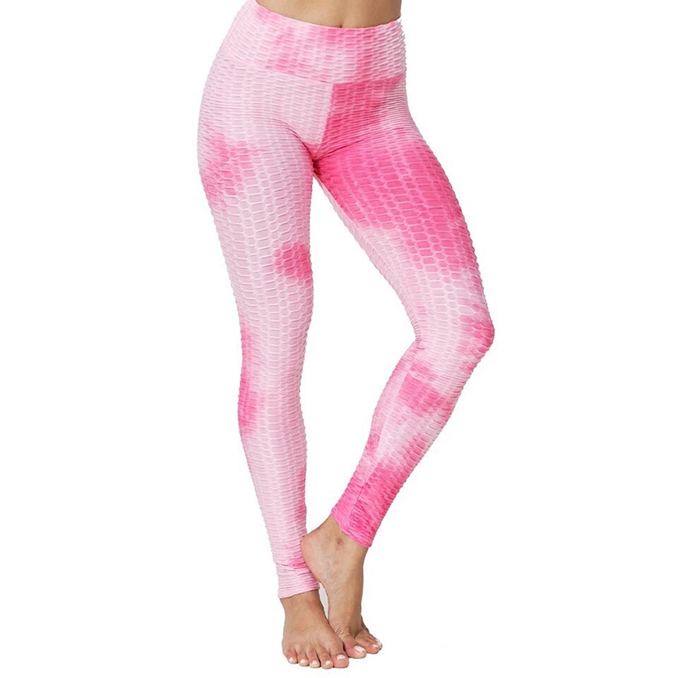 Colanti WNY cu talie inalta Elastici Respirabil Antitranspiratie Efect Push Up, WCLNT1805TD-AR, Roz Alb Tie Dry