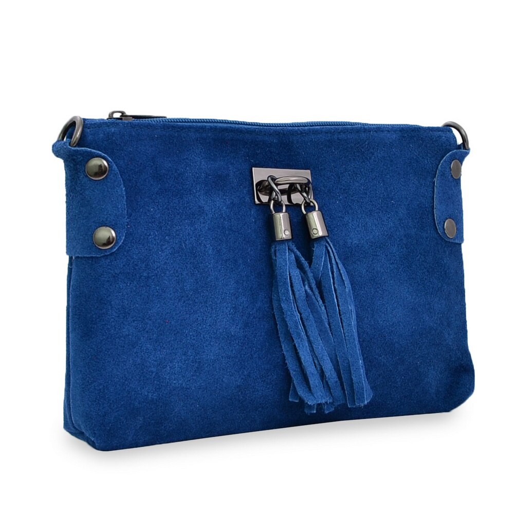 Geanta casual Enya, de dama, piele naturala, culoare albastru