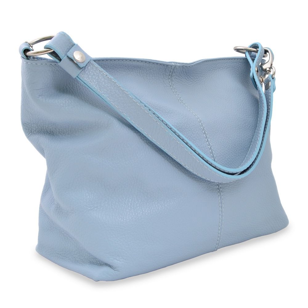 Geanta casual Pure Morning, de dama, piele naturala, culoare celest