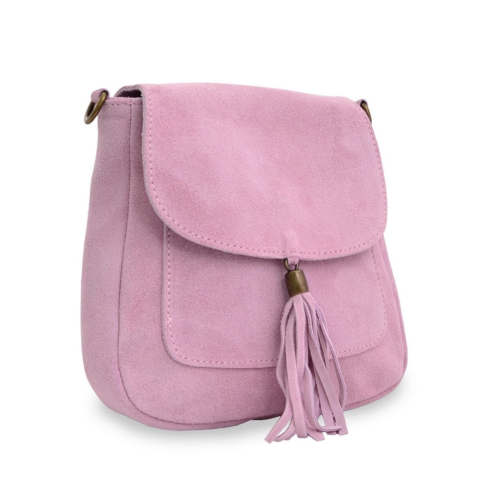 Geanta casual Lucina, de dama, piele naturala, culoare roz