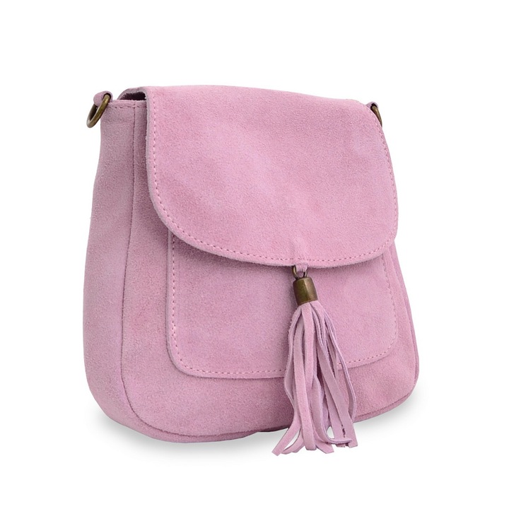 Geanta casual Lucina, de dama, piele naturala - 61658, Roz, Mic