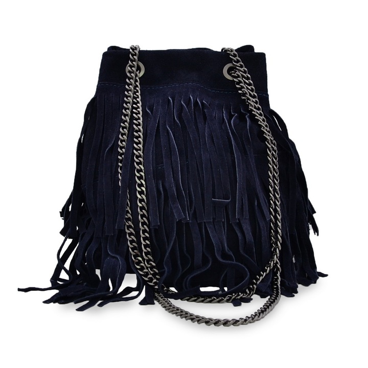 Geanta casual Teen Spirit, de dama, piele naturala, culoare bleumarin