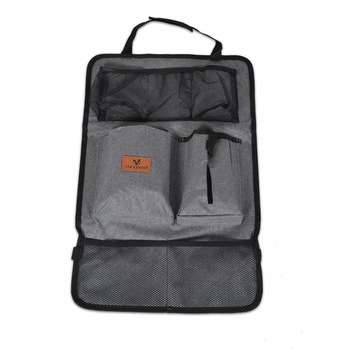 Organizator pentru scaun auto, gri, design simplu si usor de folosit, 7 buzunare utile si sigure, protejeaza scaunul Organizator pentru scaun auto, gri, design simplu si usor de folosit, 7 buzunare utile si sigure, protejeaza scaunul