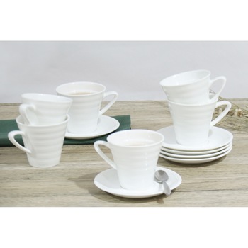 Set cafea/ceai, Kring Cuisine Style , 12 piese, cesti 200 ml, portelan Set cafea/ceai, Kring Cuisine Style , 12 piese, cesti 200 ml, portelan