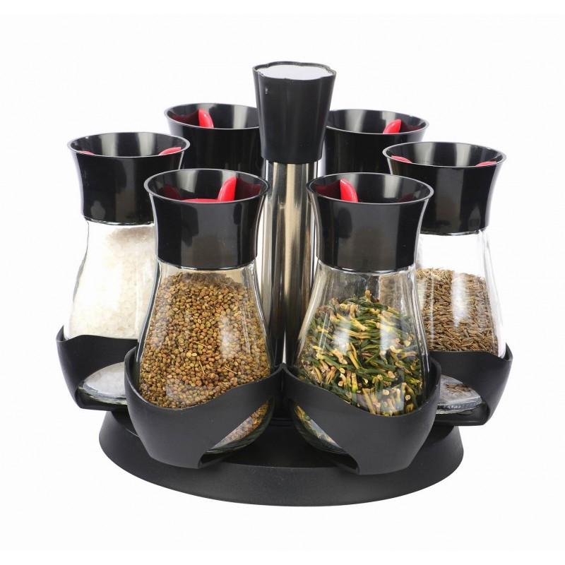 Set de condimente 7 piese cu suport rotativ