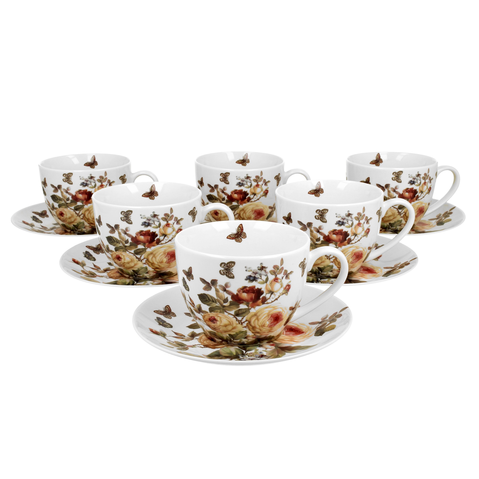 Set 6 cesti din portelan, 250 ml, Zahra