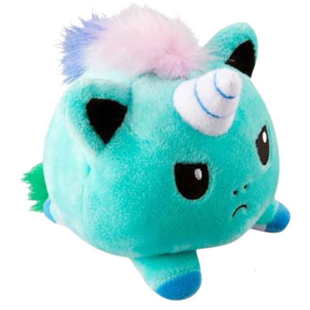 Jucarie reversibila din plus Unicorn,cu 2 fete pentru reprezentarea sentimentelor, 15x15 cm, Verde