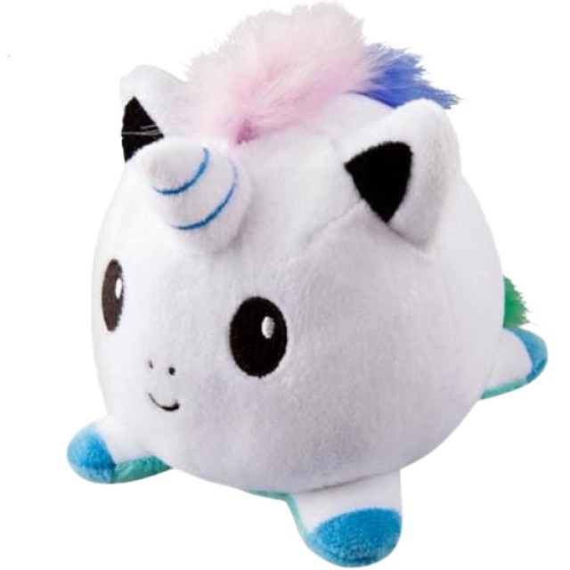 Jucarie reversibila din plus Unicorn,cu 2 fete pentru reprezentarea sentimentelor, 15x15 cm, Alb