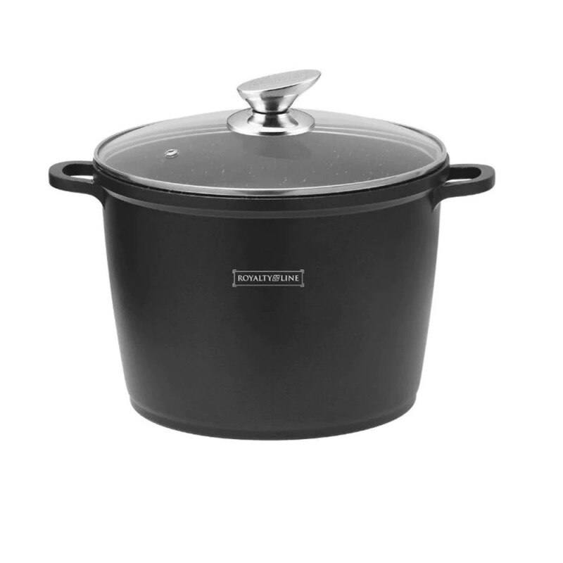 Oala aluminiu cu interior marmorat,24 cm,7 Litri,capac sticla