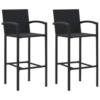 Set de 2 scaune de bar, cu brate, vidaXL, Poliratan-otel, 52 x 56 x 118 cm, Negru Set de 2 scaune de bar, cu brate, vidaXL, Poliratan-otel, 52 x 56 x 118 cm, Negru
