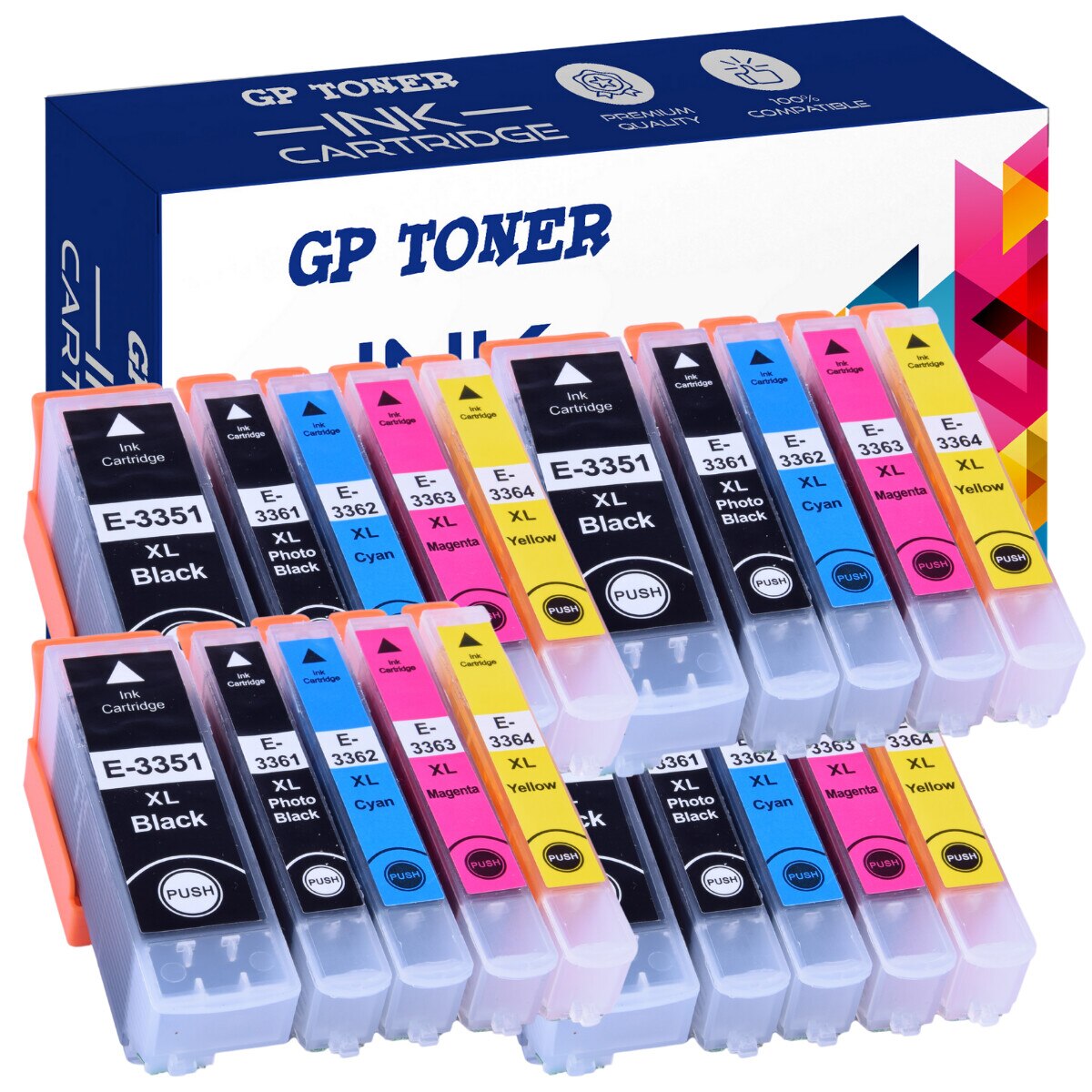 Set 40 cartuse de cerneala, GP Toner, Compatibil cu Expression XP-530/ XP-630/ XP-635/ 830, Multicolor