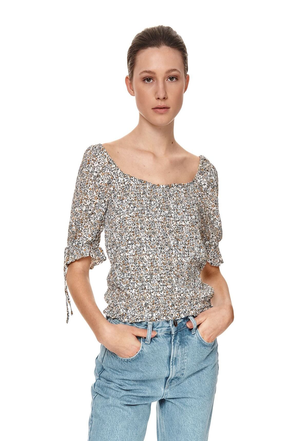 Bluza dama cu maneci scurte, TOP SECRET, SBK2703, Alb