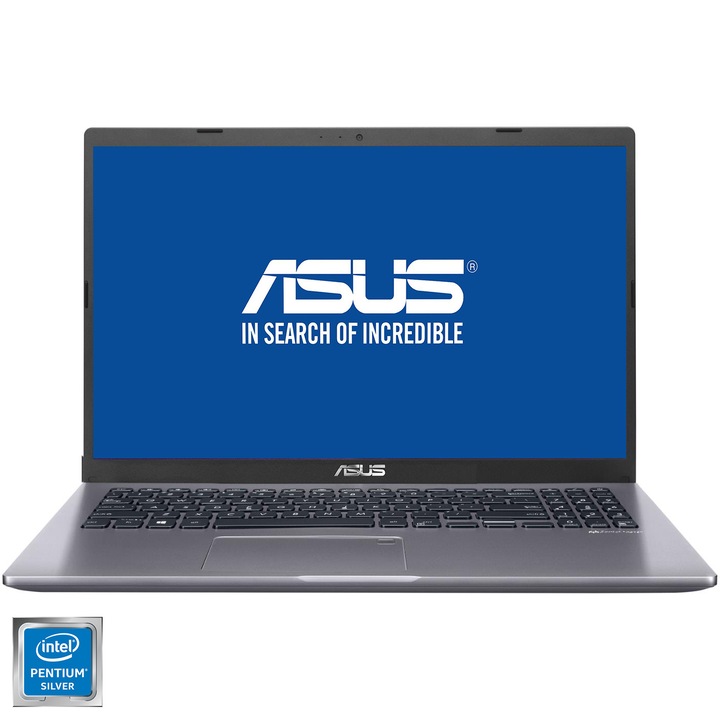 Laptop ASUS X509MA cu procesor Intel Pentium Silver N5030, 15.6", HD, 4GB, 256GB SSD, Intel UHD Graphics 605, No OS, Slate Grey