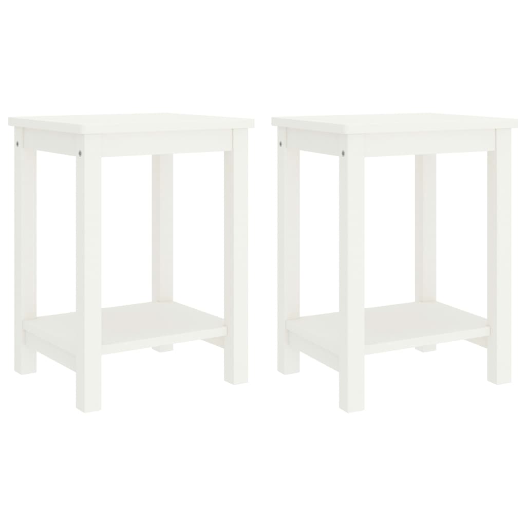 Set de 2 noptiere, vidaXL, Lemn masiv pin, 35 x 30 x 47 cm, Alb