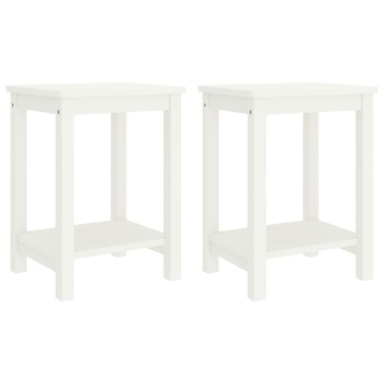 Set de 2 noptiere, vidaXL, Lemn masiv pin, 35 x 30 x 47 cm, Alb Set de 2 noptiere, vidaXL, Lemn masiv pin, 35 x 30 x 47 cm, Alb