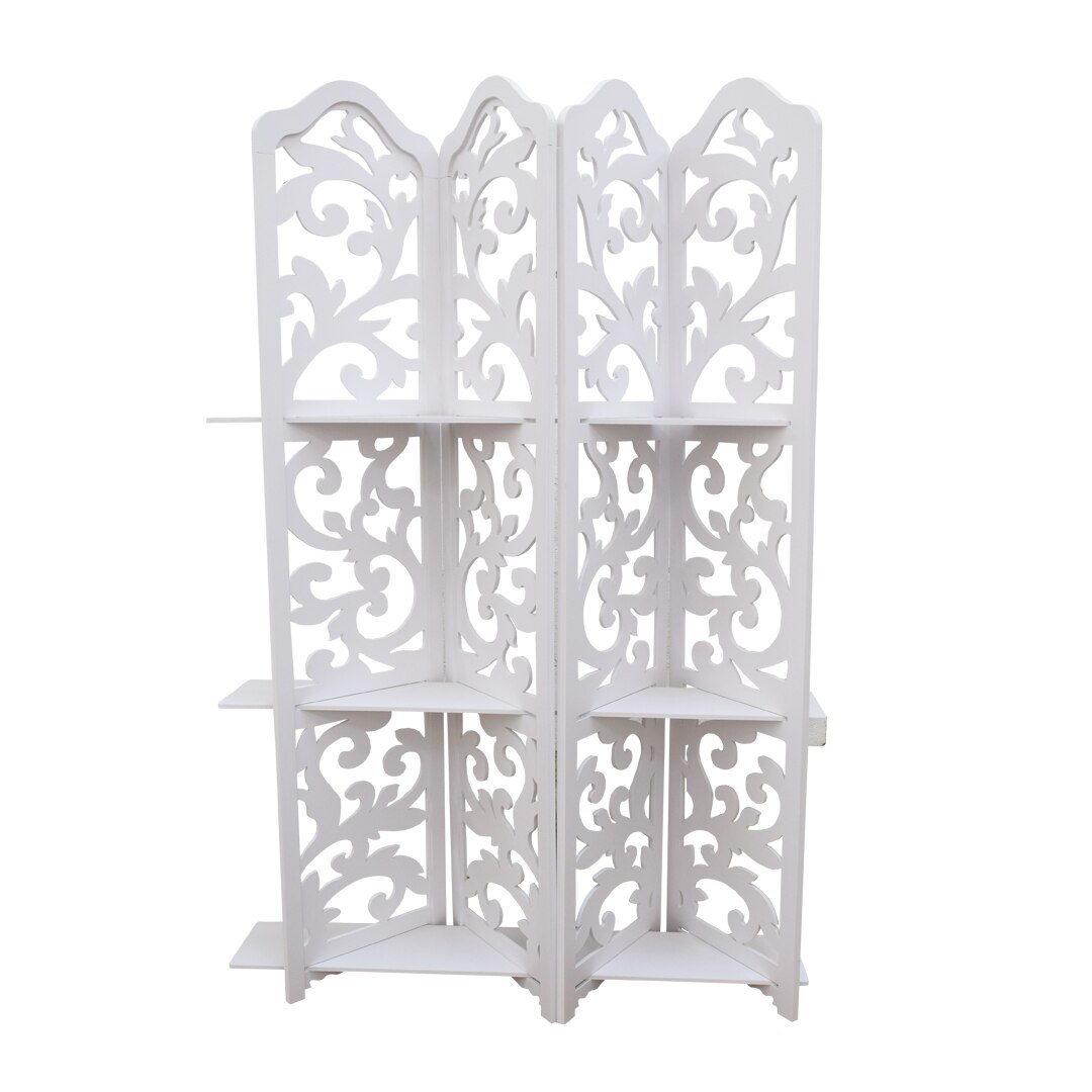 Paravan de camera cu 4 panouri, Naimeed D97 PVC, culoare alb, 180 x 156 cm