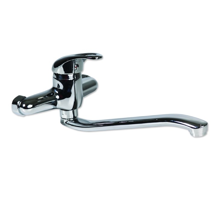 ZINOX ZLN-7741 25 cm голяма кухненска мивка с тръба, единична дръжка, хромирано покритие, 40 mm керамичен патрон