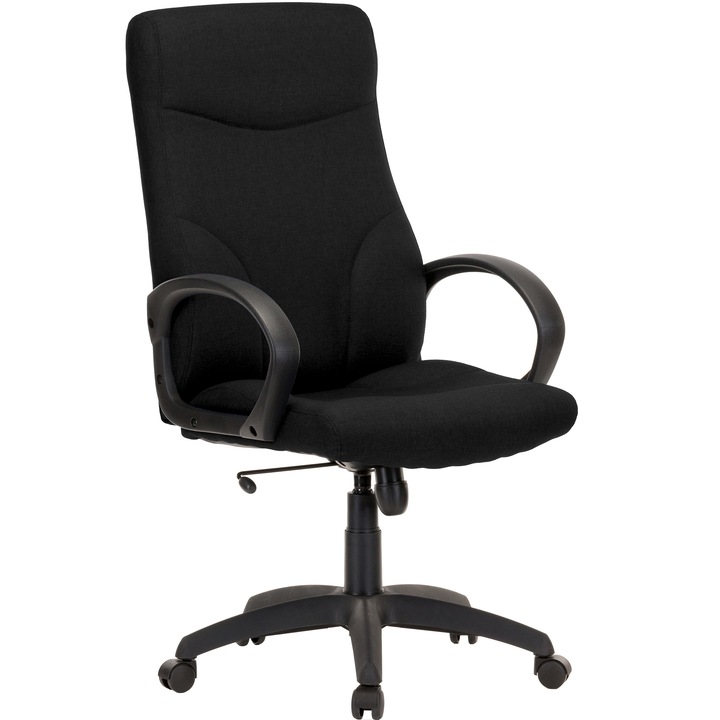 Директорски стол QMOBILI Stilo Black, дамаска E, люлеещ механизъм, PP рамена, PP основа