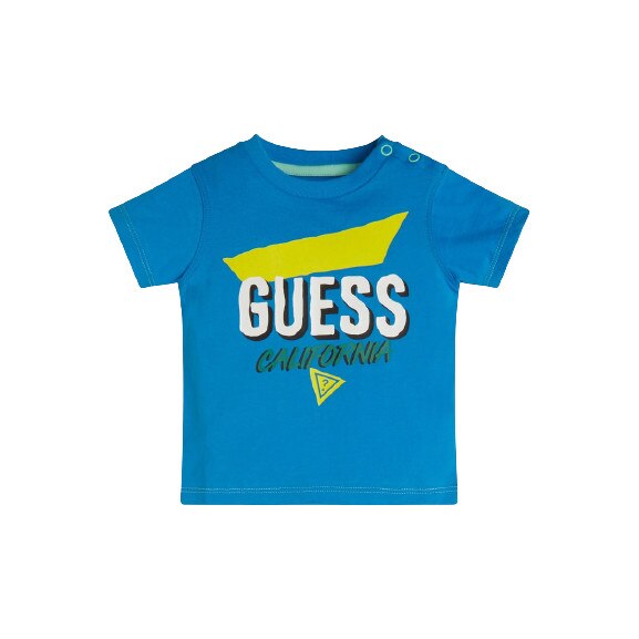 Tricou baieti Guess alb cu logo tesut, Albastru