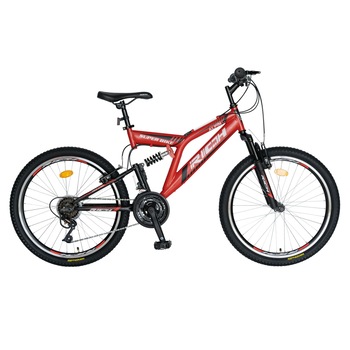 Bicicleta Rich Alpin, Suspensie Dubla, Saiguan Revoshift 18 Viteze, Roti 24 Inch, Frane V-Brake, CSR24/49A, Cadru Rosu cu Design Negru Bicicleta Rich Alpin, Suspensie Dubla, Saiguan Revoshift 18 Viteze, Roti 24 Inch, Frane V-Brake, CSR24/49A, Cadru Rosu cu Design Negru